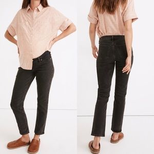Madewell maternity perfect vintage crop pull on jeans gray black straight leg